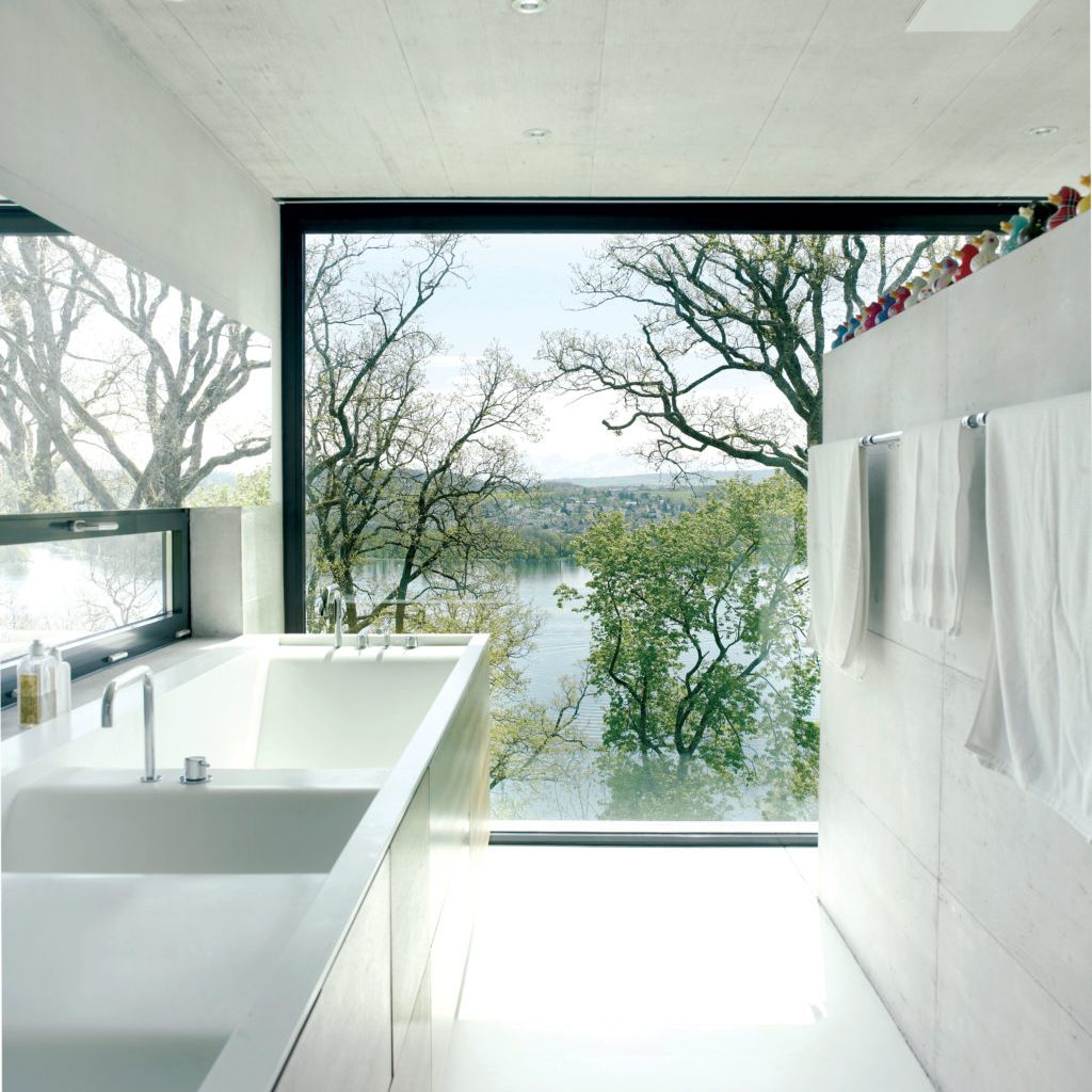 Create luxurious spa like bathroom with panoramic windows